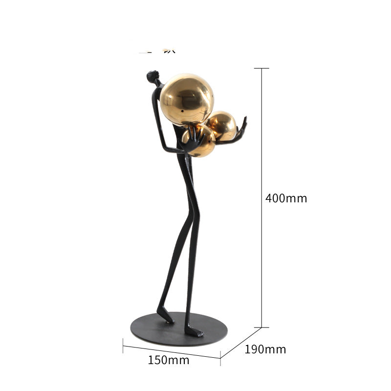 Modern Luxury, Home Decoration Holding Ball Metal Figure Sculpture