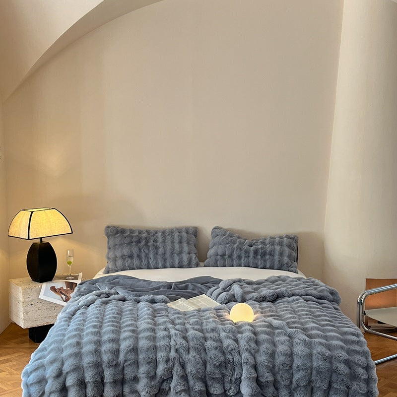 Luxury Rex Rabbit Fur Blanket Four Seasons