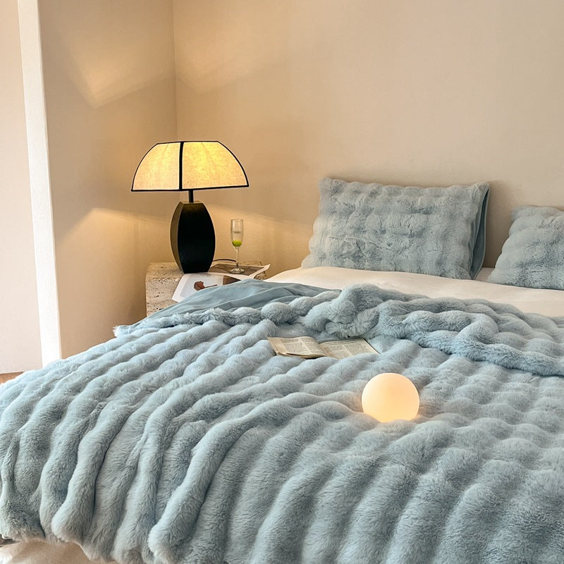 Luxury Rex Rabbit Fur Blanket Four Seasons