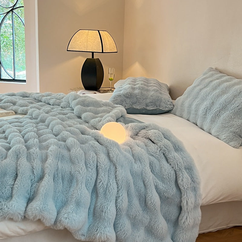 Luxury Rex Rabbit Fur Blanket Four Seasons