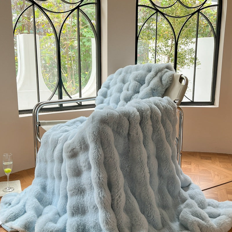Luxury Rex Rabbit Fur Blanket Four Seasons