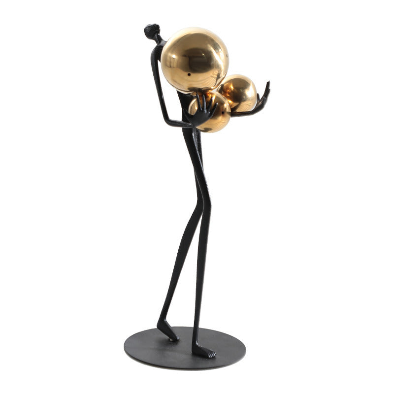 Modern Luxury, Home Decoration Holding Ball Metal Figure Sculpture