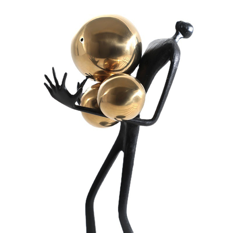 Modern Luxury, Home Decoration Holding Ball Metal Figure Sculpture