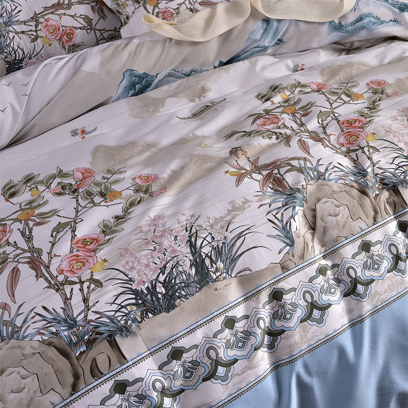 Fashionable High-end Satin Pastoral Duvet Cover