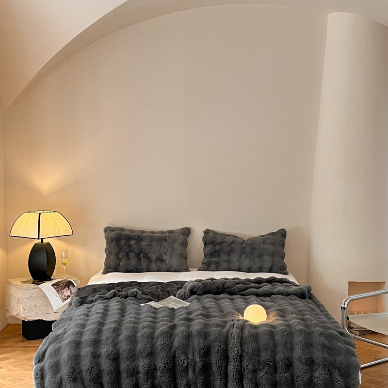 Luxury Rex Rabbit Fur Blanket Four Seasons