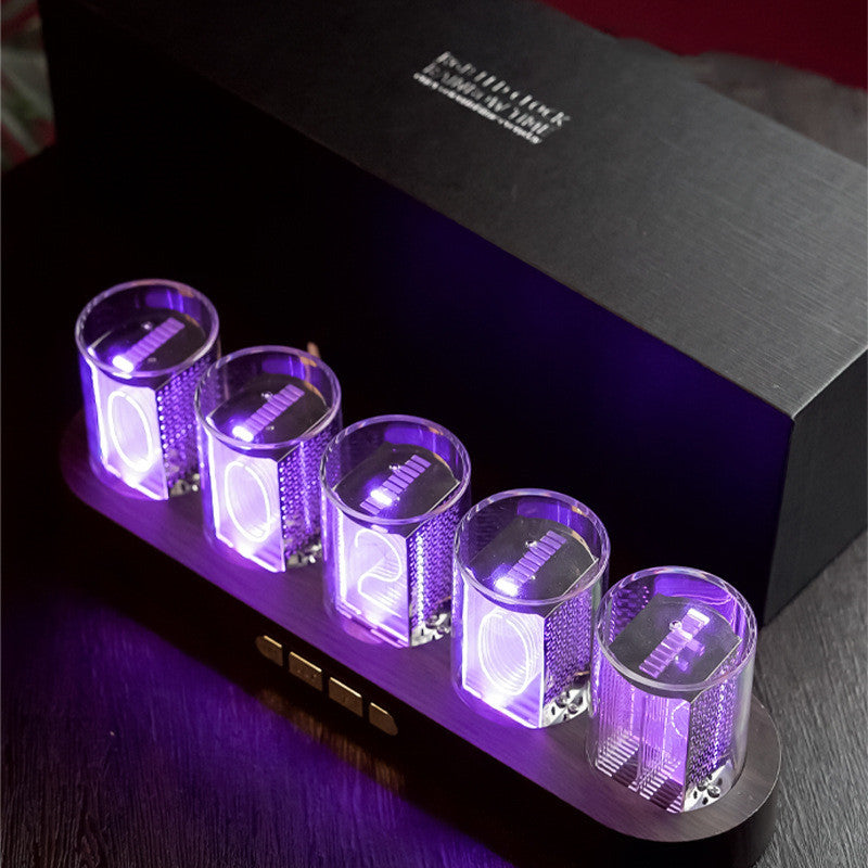 Digital Tube Clock With RGB LED Glows For Home Decoration