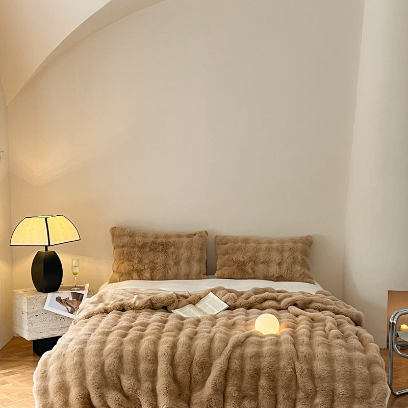 Luxury Rex Rabbit Fur Blanket Four Seasons