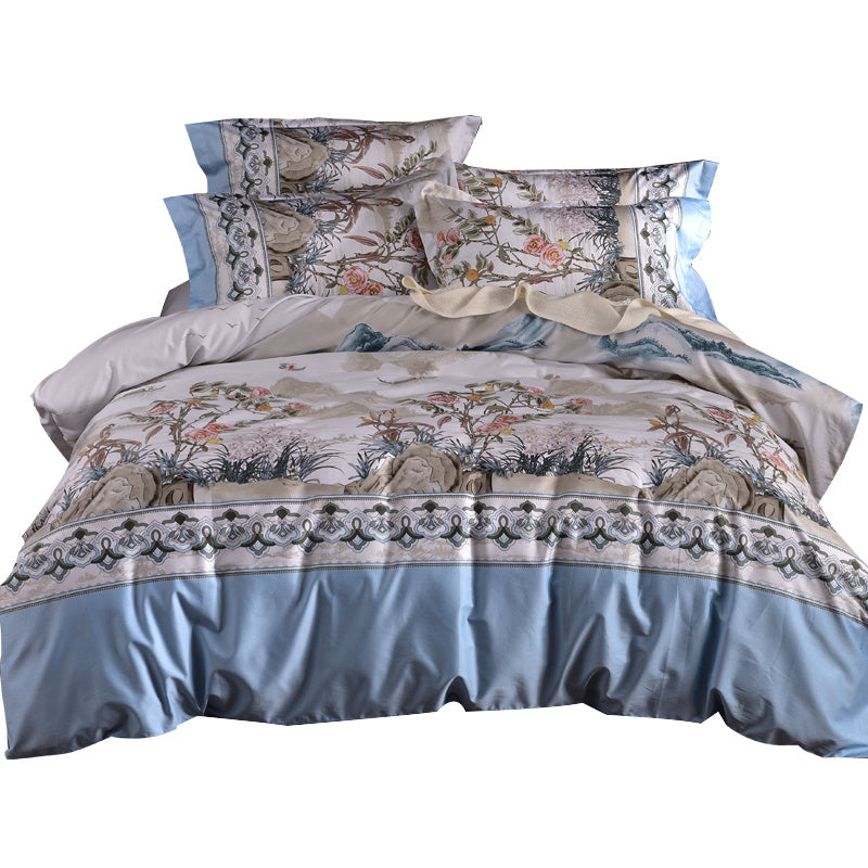 Fashionable High-end Satin Pastoral Duvet Cover