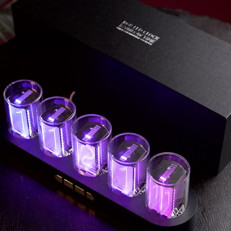 Digital Tube Clock With RGB LED Glows For Home Decoration