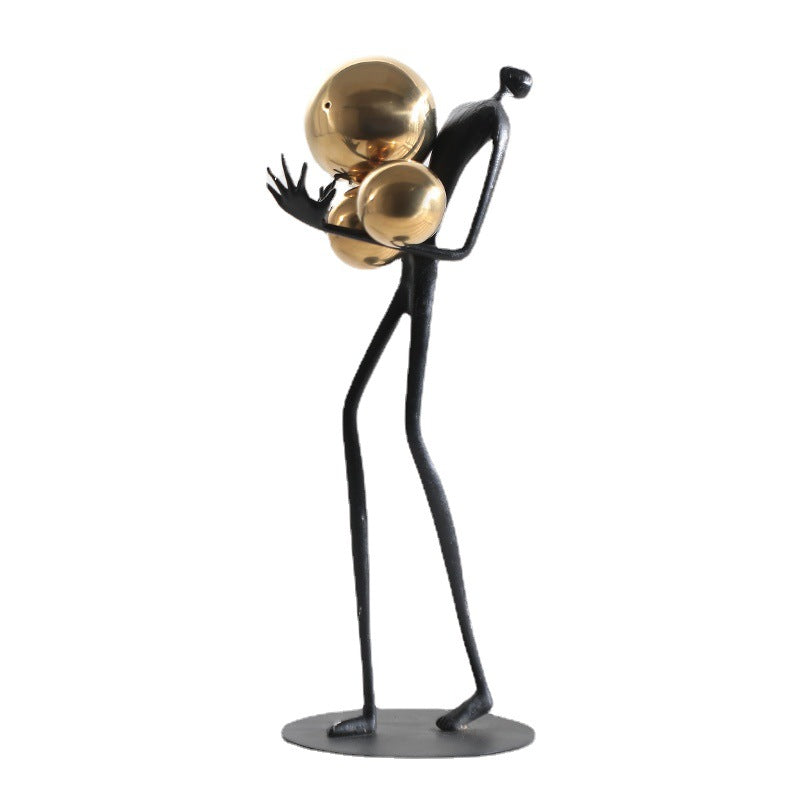 Modern Luxury, Home Decoration Holding Ball Metal Figure Sculpture