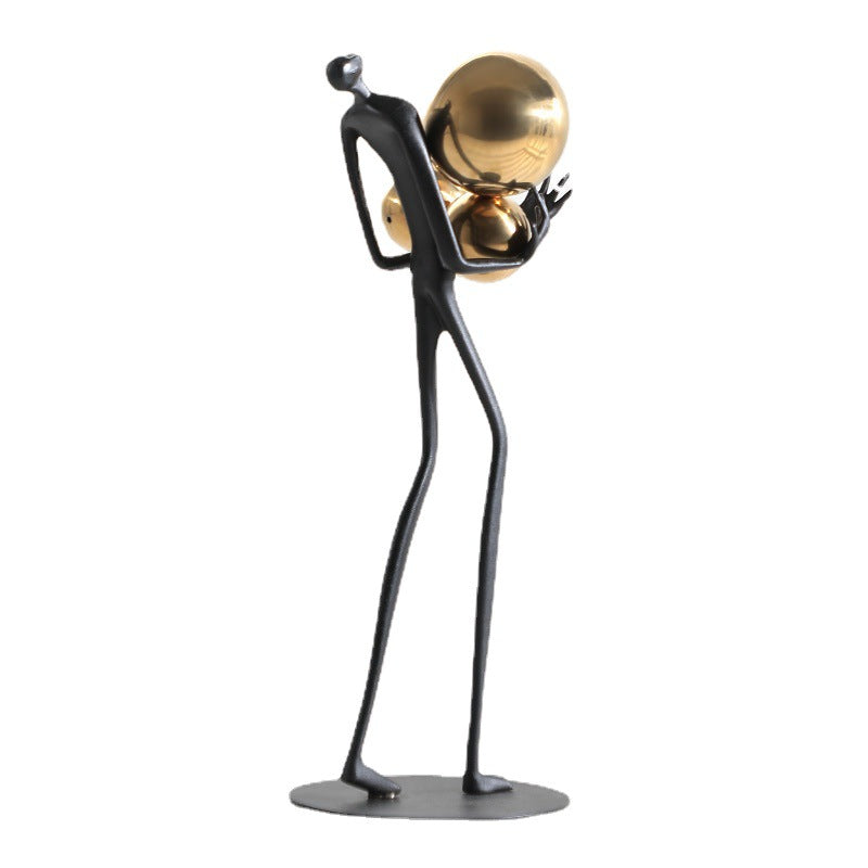 Modern Luxury, Home Decoration Holding Ball Metal Figure Sculpture