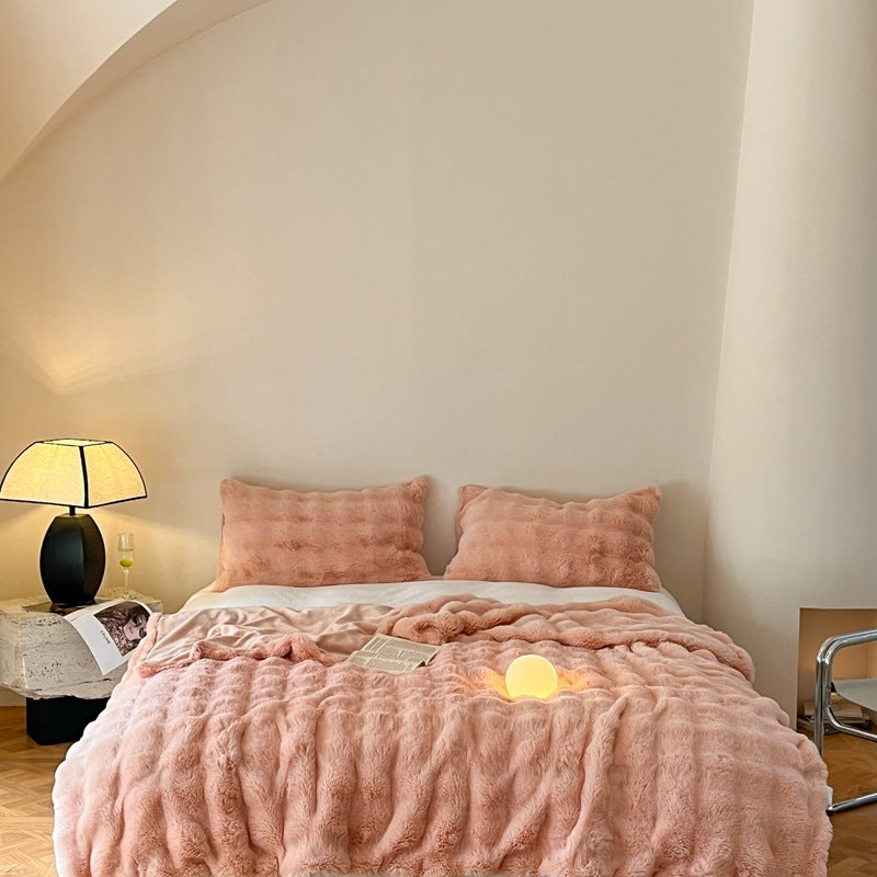 Luxury Rex Rabbit Fur Blanket Four Seasons