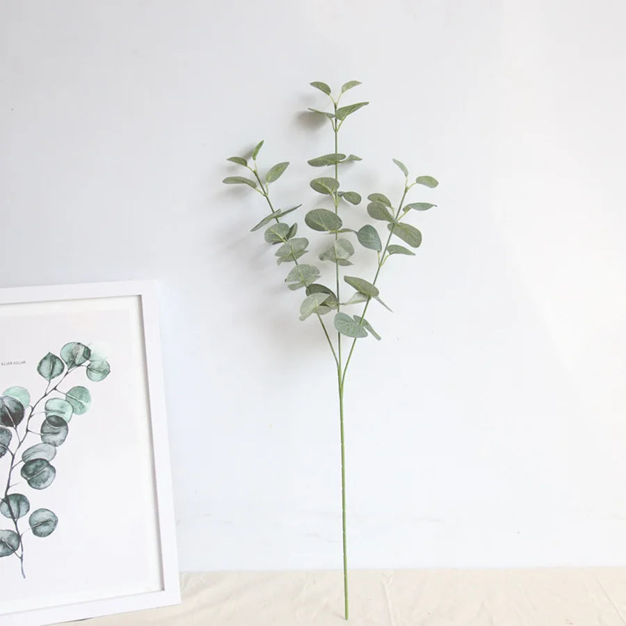 Artificial Retro Green Silk Eucalyptus Leaf