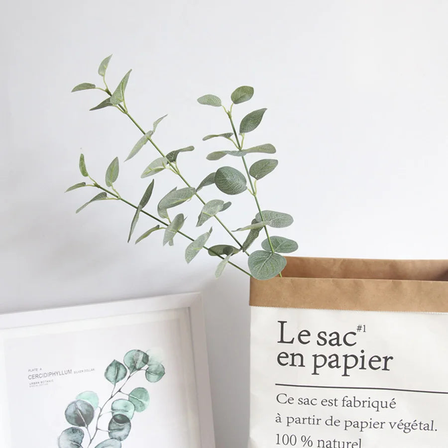 Artificial Retro Green Silk Eucalyptus Leaf
