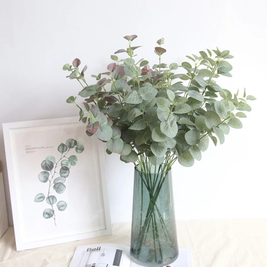 Artificial Retro Green Silk Eucalyptus Leaf