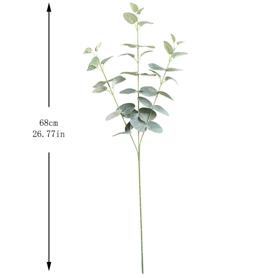 Artificial Retro Green Silk Eucalyptus Leaf