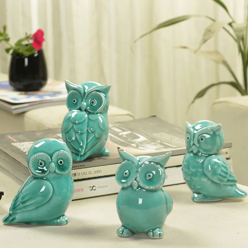Ceramic handicrafts modern owls statue