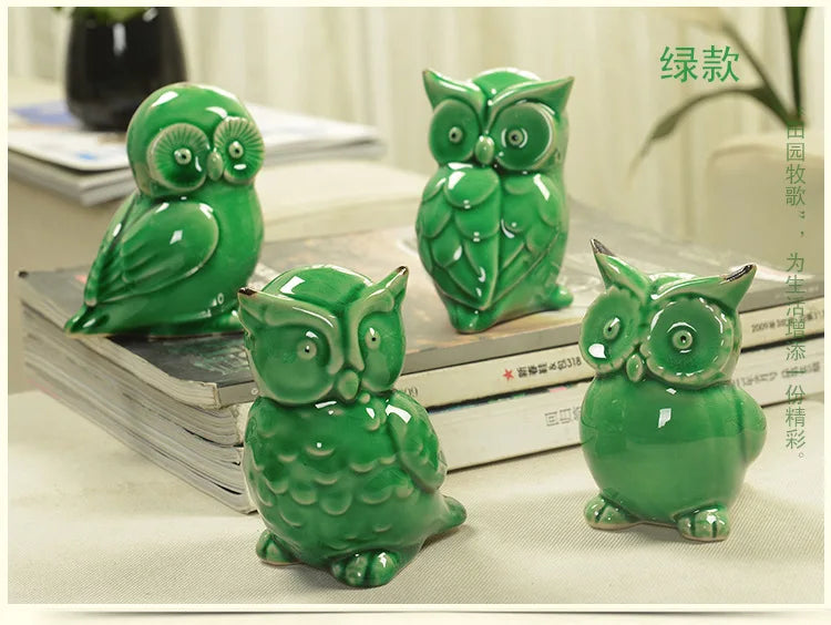 Ceramic handicrafts modern owls statue