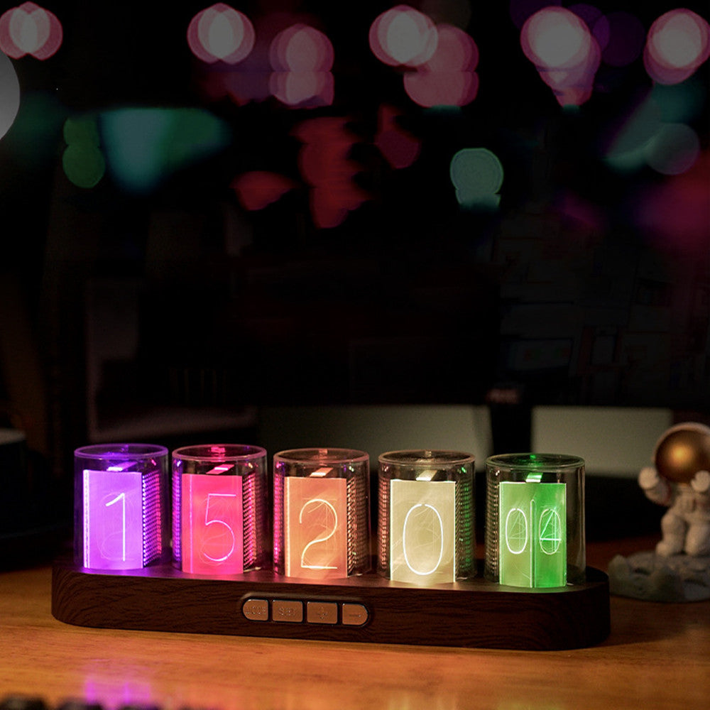 Digital Tube Clock With RGB LED Glows For Home Decoration