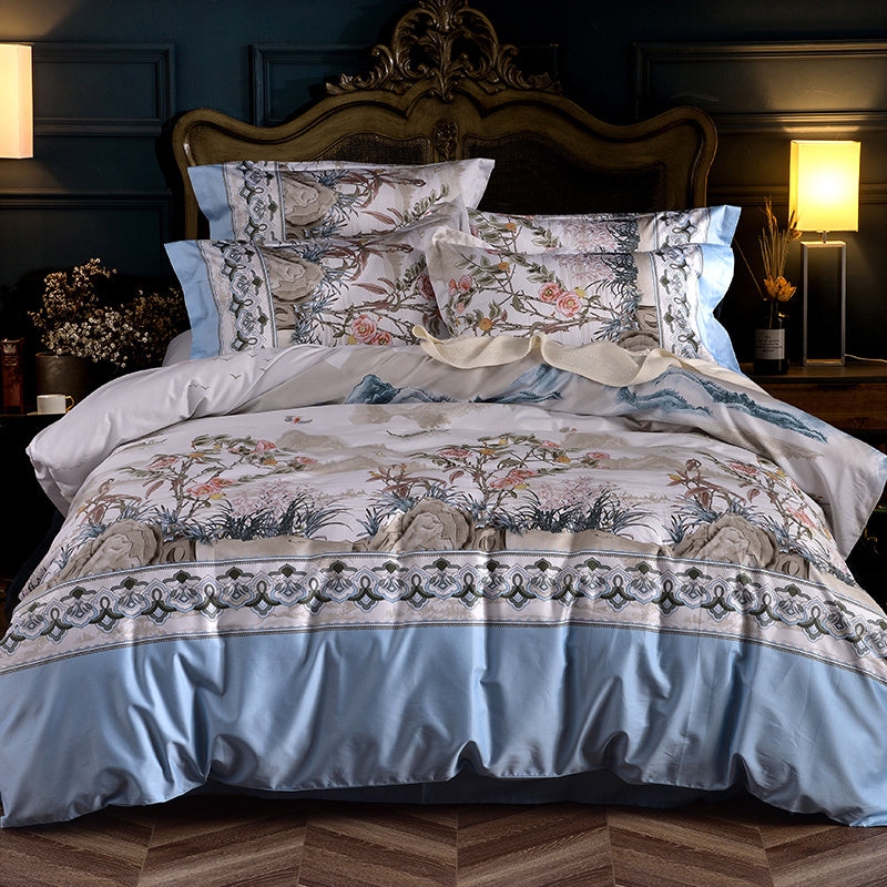 Fashionable High-end Satin Pastoral Duvet Cover