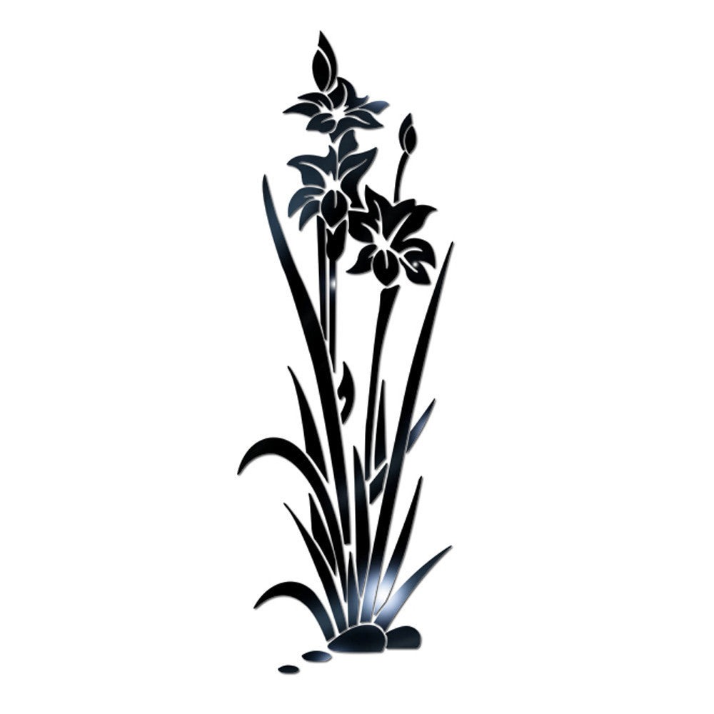 Acrylic Flower Plant Mirror Wall Sticker 3D Self-adhesive Bedroom Living Room Decoration